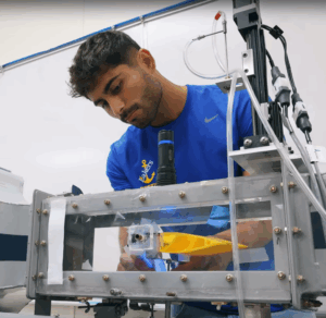 ME Student Using Wind Tunnel