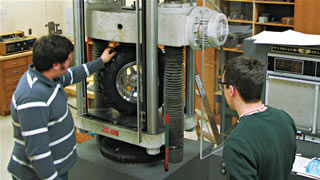 LSSU students test vehicle components in one of a variety of labs. LSSU students test vehicle components in one of a variety of labs.