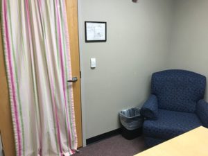 Photo of comfy chair in the Nursing Parent Room