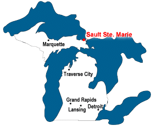 Michigan Map with Sault Ste Marie