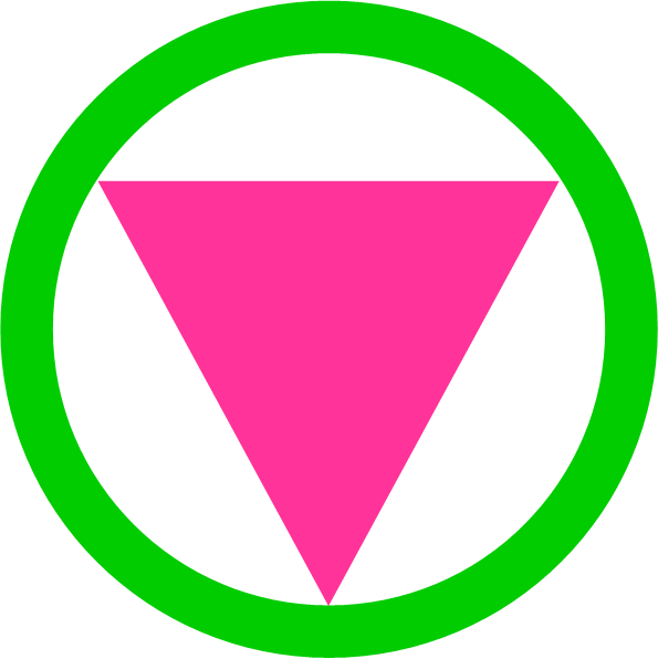 The LSSU Safe Zone Symbol consists of a pink triangle within a green circle. 
