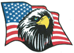 Eagle in the middle of American Flag logo representing American International Academy