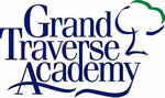Tree symbol wit name text representing Grand Traverse Academy Logo