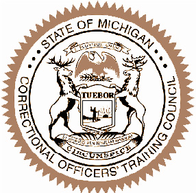 The round seal of the State of Michigan Correctional Officers' Training Council with Michigan emblem