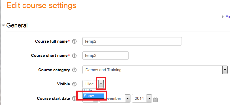 Edit Course Settings