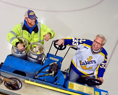 Mitchell training on Zamboni