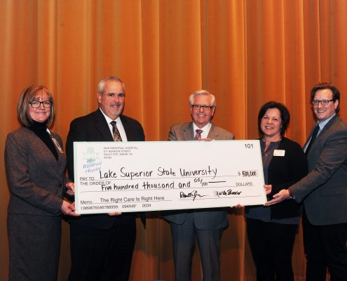 War Memorial Hospital presents $500,000 check to LSSU for Simulation Center