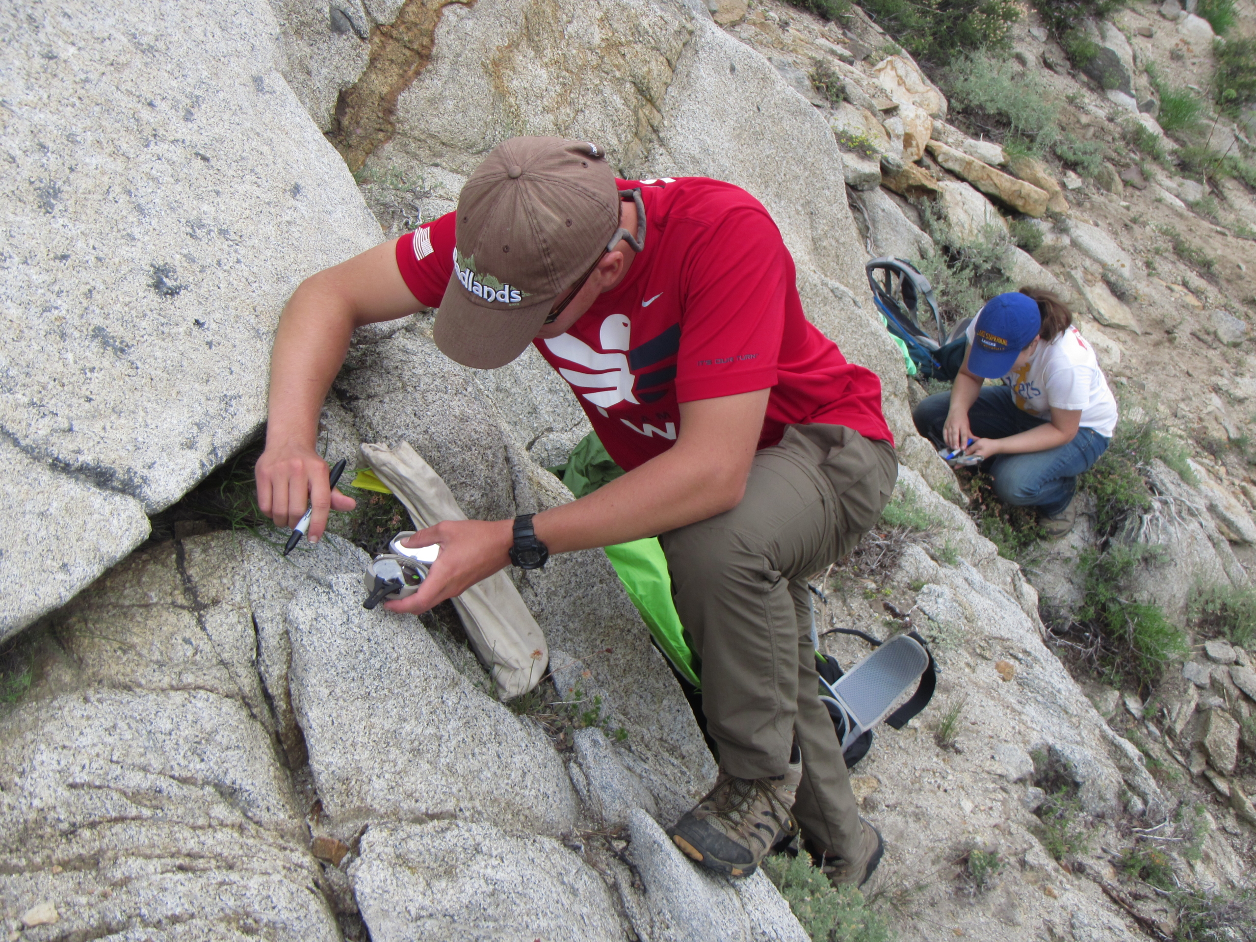 Students collecting Brunton measurements in Idaho