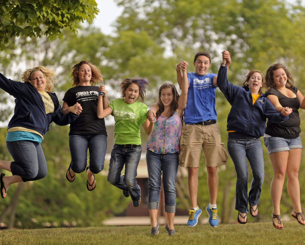 Students Leaping with joy