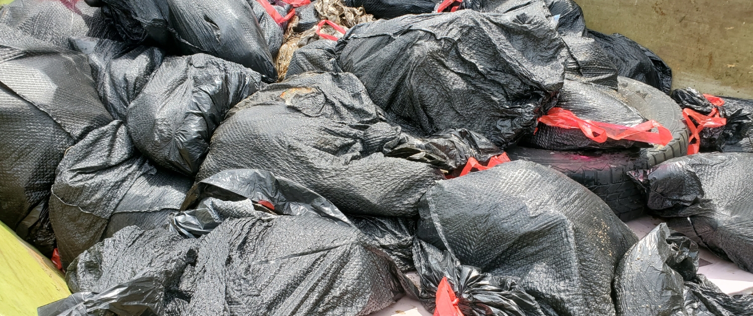 Trashbags from the 1st Ashmun Creek Cleanup