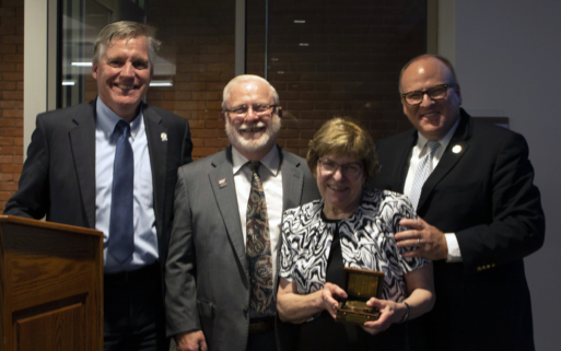 Pictured above from left to right: Tom Coates, Executive Director of the LSSU Foundation, Awardees Robert and Sally Wiles, and Dr. Rodney Hanley, LSSU President