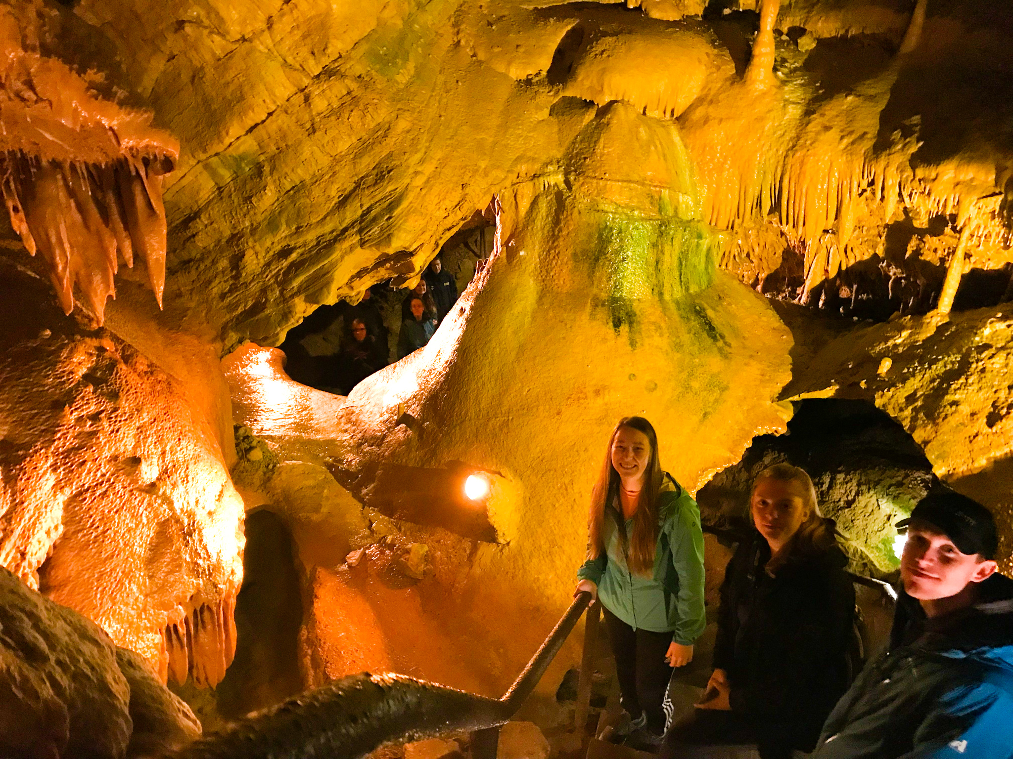 students in cave