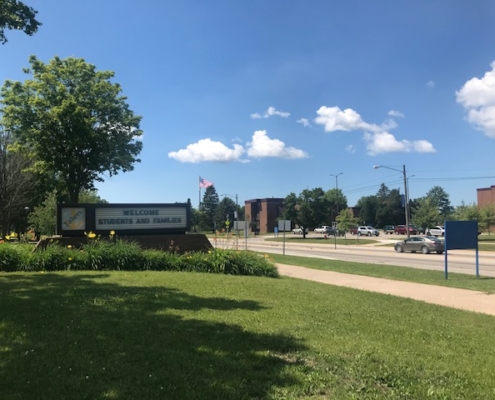 grounds looking to LSSU flag
