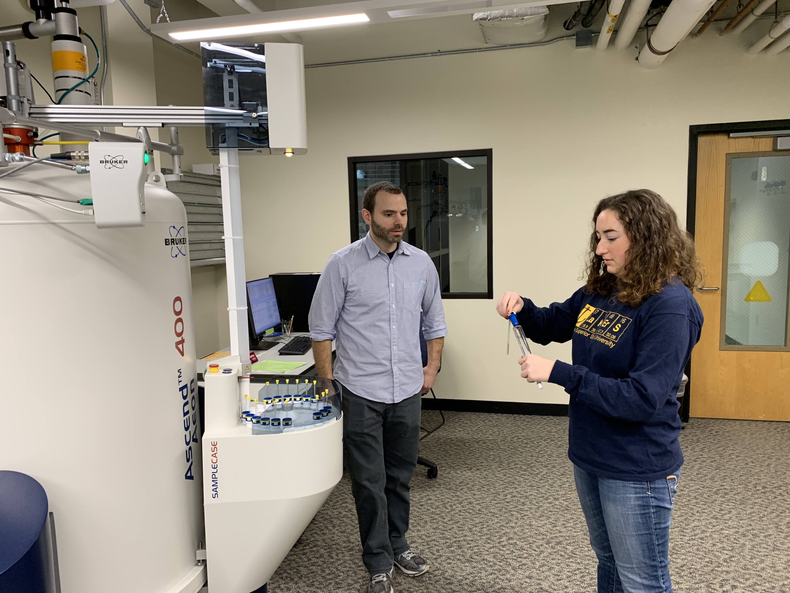 professor with cannabis chemistry student