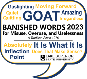 Banished Words List 2023 thought bubble