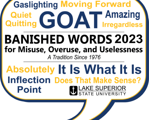 Banished Words List 2023 thought bubble