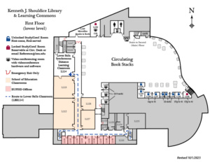 Map of the first floor of the Library building