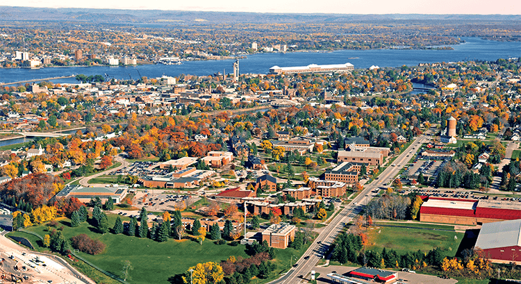 Sault Ste. Marie drone view
