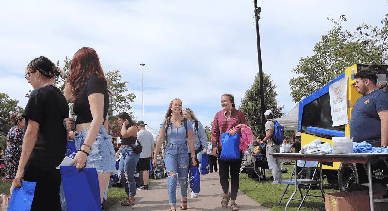 Students walking on campus