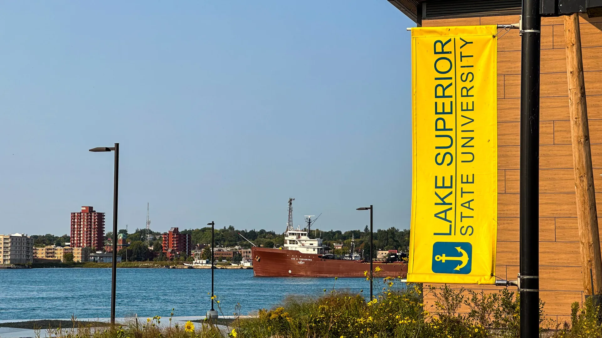 River with ship passing