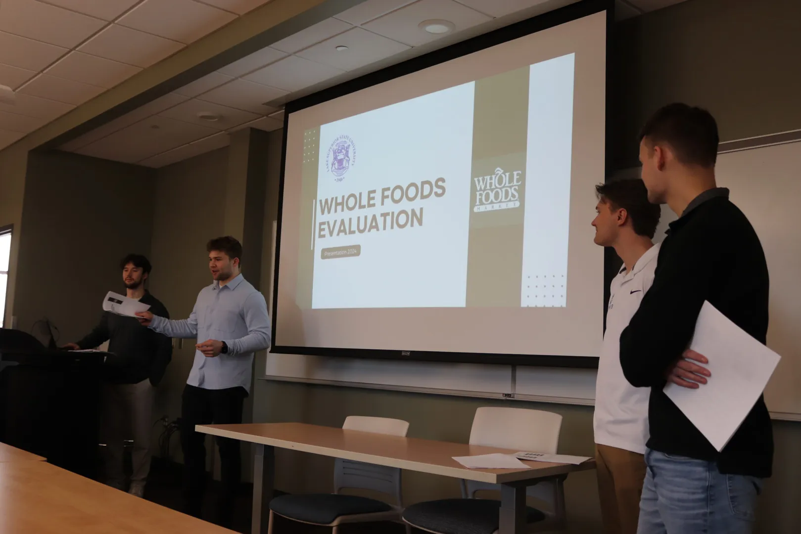 E-marketing students making a presentation