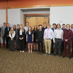 Graduating LSB undergraduate students lined up at 2026 LSSU LSB Banquet.