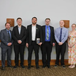Graduating MBA students lined up at 2026 LSSU LSB Banquet.