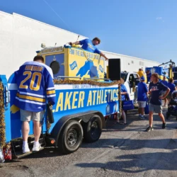 LSSU Float in final preparation before parade